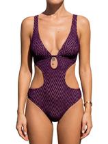 Roupa de banho feminina CUPSHE, peça única, monokini, gola profunda, recorte, gravata única, alças ajustáveis, roupa de banho, GG Roupa de banho feminina CUPSHE, peça única, monokini, gola profunda, recorte, gravata única, alças ajustáveis, roupa de banho, GG