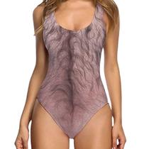 Roupa de banho feminina de praia genérica com peito peludo de uma peça