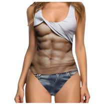 Roupa de banho feminina de praia genérica com peito peludo de uma peça