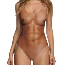 Roupa de banho feminina de praia genérica com peito peludo de uma peça