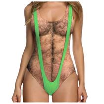 Roupa de banho feminina de uma peça, peito peludo, roupa de banho divertida na praia Roupa de banho feminina de uma peça, peito peludo, roupa de banho divertida na praia