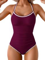 Roupa de banho feminina feminina com controle de barriga de uma peça