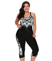 Roupa de banho feminina LALAGEN, tamanho grande, tanquíni, 5x preta Roupa de banho feminina LALAGEN, tamanho grande, tanquíni, 5x preta