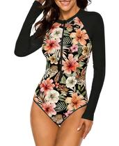 Roupa de banho feminina Rash Guard SELINK de manga comprida UV 50+ preta Roupa de banho feminina Rash Guard SELINK de manga comprida UV 50+ preta