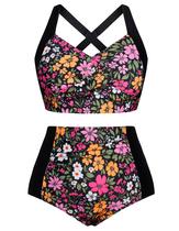 Roupa de banho Hanna Nikole, 2 peças, biquíni com estampa floral feminina