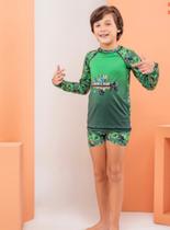 Roupa De Banho Infantil Sunga Boxer + Blusa Uv50+ Naruto