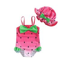 Roupa de banho mlpeerw Toddler Girl com estampa de melancia com chapéu 18-24M