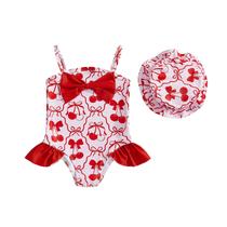 Roupa de banho mlpeerw Toddler Girl Floral com chapéu de 2-3 anos, vermelho Roupa de banho mlpeerw Toddler Girl Floral com chapéu de 2-3 anos, vermelho