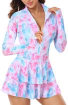 Roupa de banho Rash Guard UNIQUEBELLA para mulheres Modest UV50+ de manga comprida Roupa de banho Rash Guard UNIQUEBELLA para mulheres Modest UV50+ de manga comprida