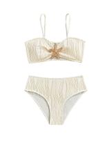 Roupa de banho RoseSeek Girl's de 2 peças Starfish acolchoada bege 13Y