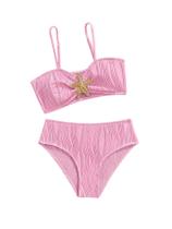 Roupa de banho RoseSeek Girl's de 2 peças Starfish acolchoada rosa 8Y