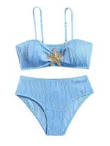 Roupa de banho RoseSeek Girl's Starfish, 2 peças, acolchoada, azul 16Y