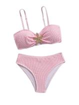 Roupa de banho RoseSeek para menina, 2 peças, acolchoada, rosa estrela-do-mar, 11Y