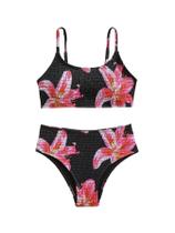 Roupa de banho RoseSeek para menina, 2 peças, floral, cintura alta, 15 anos Roupa de banho RoseSeek para menina, 2 peças, floral, cintura alta, 15 anos