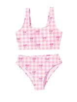 Roupa de banho RoseSeek para menina, 2 peças, listrada, laço, 9 anos, rosa xadrez Roupa de banho RoseSeek para menina, 2 peças, listrada, laço, 9 anos, rosa xadrez