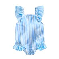 Roupa de banho Summffie Toddler Baby Girl listrada azul 12-18 meses