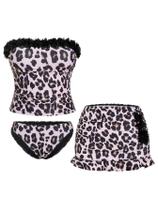 Roupa de banho SweatyRocks de 3 peças sem alças com saia Tummy Control Roupa de banho SweatyRocks de 3 peças sem alças com saia Tummy Control