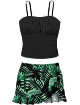 Roupa de banho Tankini ADIRUN Girls Tropical Print, tamanho 13-14