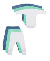 Roupa de Bebê Body Bebê e Calça Mijão Kit 6 Peças Manga Longa Masculino Roupa de Bebê Body Bebê e Calça Mijão Kit 6 Peças Manga Longa Masculino