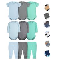 Roupa de Bebê Body Calça Mijão e Meias Kit 15 Peças Masculino