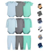 Roupa de Bebê Body Calça Mijão e Meias Kit 15 Peças Masculino Roupa de Bebê Body Calça Mijão e Meias Kit 15 Peças Masculino