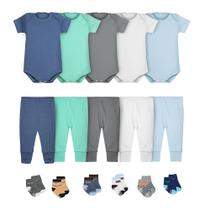 Roupa de Bebê Body Calça Mijão e Meias Kit 16 Peças Manga Curta Masculino Roupa de Bebê Body Calça Mijão e Meias Kit 16 Peças Manga Curta Masculino