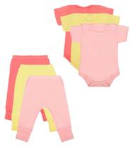 Roupa de Bebê Body e Calça Mijão Kit 6 Peças Manga Curta Feminino