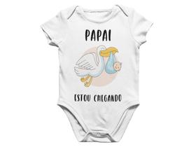 Roupa De Bebê Body Frases Papai Estou Chegando Branca Roupa De Bebê Body Frases Papai Estou Chegando Branca
