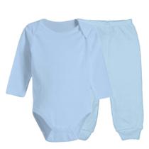 Roupa de Bebê Body Manga Longa e Mijão Liso 100% Algodão