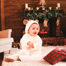 Roupa de Bebê Macacão Ursinho para foto de Natal