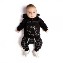 Roupa de bebê Menino Conjunto Moletom Blusa e Calça Saruel - Dinossauro