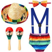 Roupa de bebê mexicana de 1º aniversário de Geyoga com Rattle & Shakers