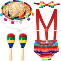 Roupa de bebê mexicana de 1º aniversário de Geyoga com Rattle & Shakers