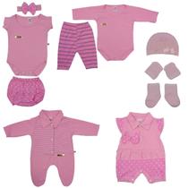 Roupa De Bebê Recém-nascido Menina Macacão E Touca 10 Peças - Eve Baby