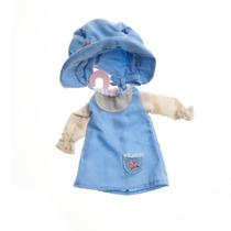 Roupa de boneca camponesa retro vestido azul manga longa