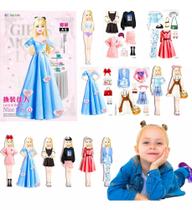 Roupa de boneca Magnético Fashion Vestir Princesas Montessori