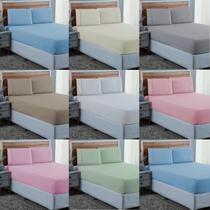 Roupa de Cama Casal 300 Fios com Ponto Palito 3 peças Lençol 100% Algodão