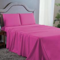 Roupa de Cama Casal 4 pç Lençol e Fronhas 400 Fios Pink