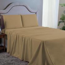 Roupa de Cama Casal 4 pçs Premium 400 Fios Cáqui