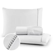 Roupa de Cama Casal 400 Fios Micropercal 3 Pçs Jogo de Lençol Extra Macio Toque de Pessego - F.V Enxovais