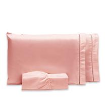 Roupa de Cama Casal 400 Fios Micropercal 3 Pçs Jogo de Lençol Extra Macio Toque de Pessego