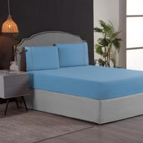 Roupa de Cama Casal Ponto Palito Percal 200 Fios Kit Jogo de Lençol 3 Peças