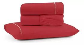 Roupa de Cama Casal Queen 400 Fios Micropercal 3 Pçs Jogo de Lençol Extra Macio Vermelho