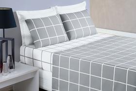 Roupa de Cama Casal Queen Completo 4 Peças Grid 200 Fios