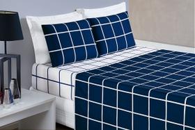 Roupa de Cama Casal Queen Completo 4 Peças Grid 200 Fios