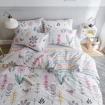 ROUPA DE CAMA estampada floral HIGHBUY Define Queen Duvet Cover Girls Cotton Comforter Capa Full Size Garden Estética Reversible Roupa de Cama Listrada Conjuntos 3 Peças Full Bed Boho Comforter Capa Capa