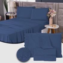 Roupa de Cama Jogo De Lençol Casal Padrão 4 Peças 400 Fios Micropercal Bordado Inglês Toque Macio Luxo Premium
