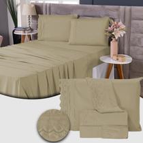 Roupa de Cama Jogo De Lençol Casal Queen 4 Peças 400 Fios Micropercal Bordado Inglês Toque Macio Luxo Premium