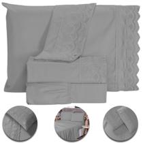 Roupa de Cama Jogo De Lençol Casal Queen 4 Peças 400 Fios Micropercal Bordado Inglês Toque Macio Luxo Premium - FV Enxovais Roupa de Cama Jogo De Lençol Casal Queen 4 Peças 400 Fios Micropercal Bordado Inglês Toque Macio Luxo Premium - FV Enxovais