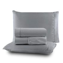 Roupa de Cama Lençol 200 Fios Algodão 4 Peças em Ponto Palito Anti-Pilling com Toque Suave Premium